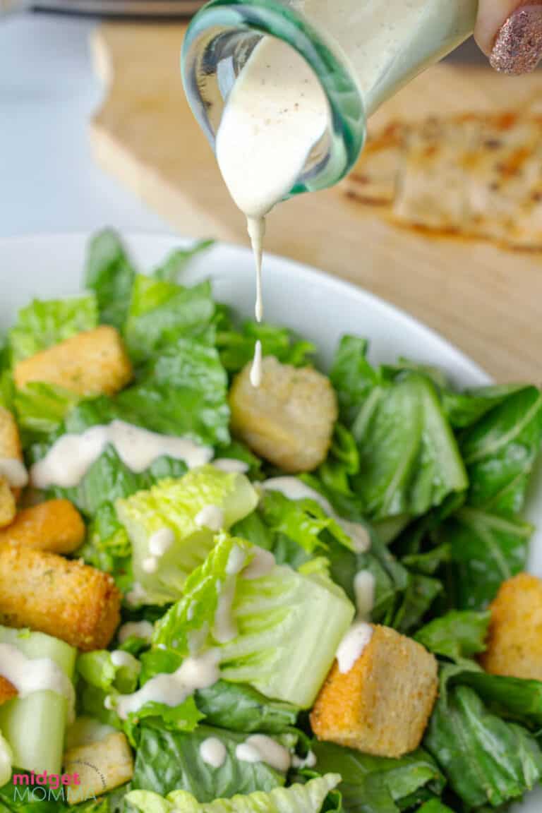 Caesar Salad with Homemade Caesar Salad Dressing and Chicken