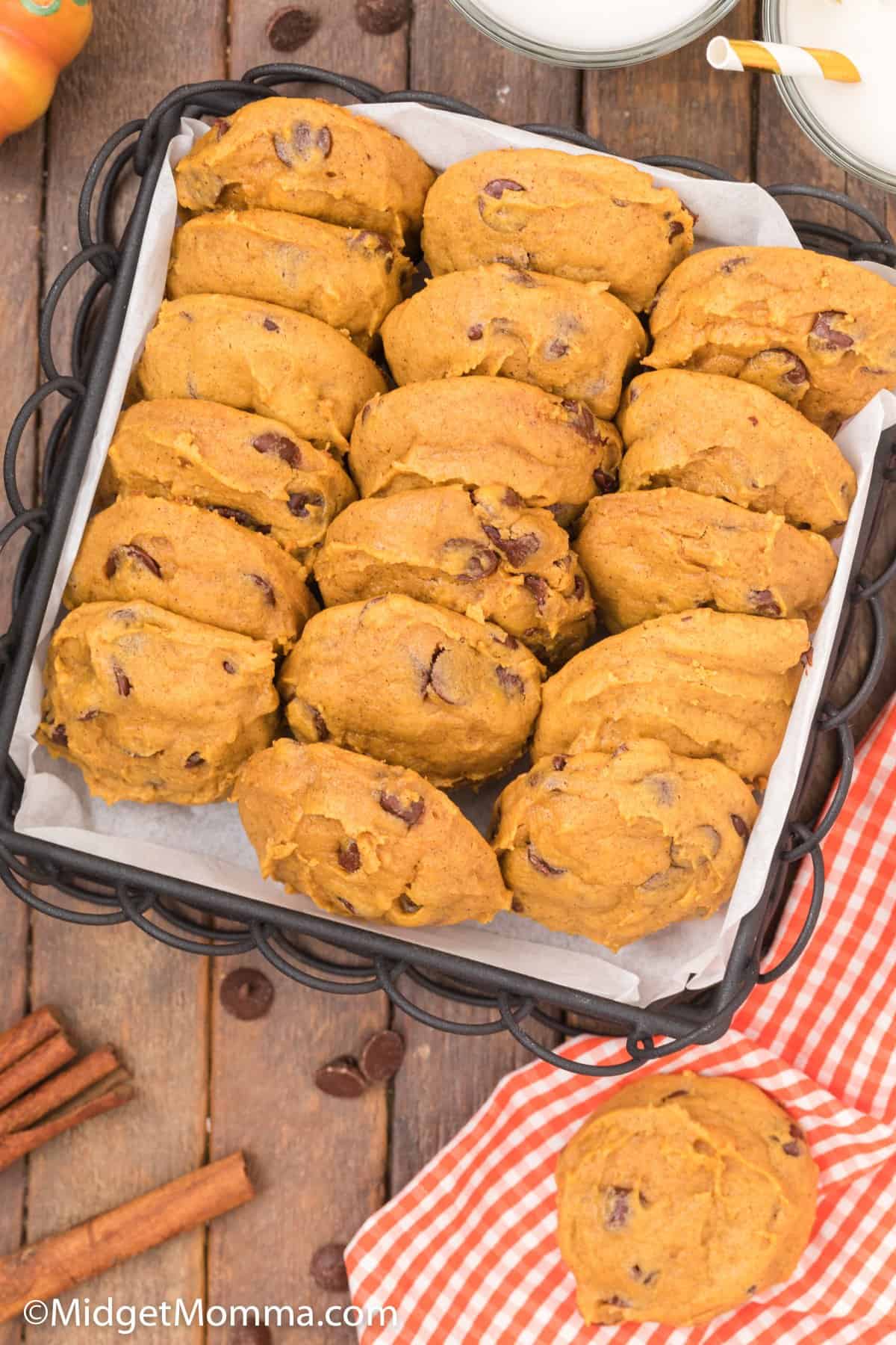 basket  of Pumpkin Chocolate Chip Cookies