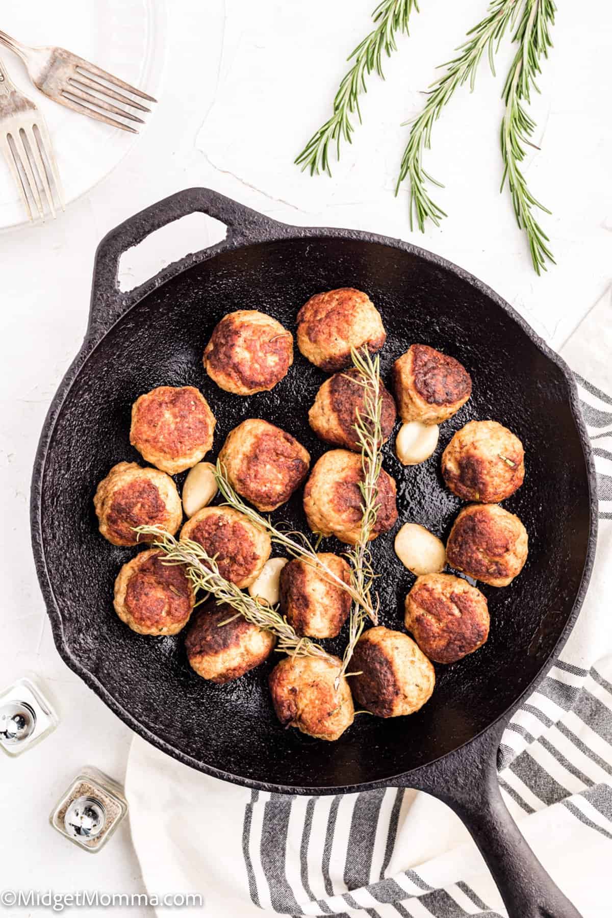 Rosemary Garlic Baked Chicken Meatballs