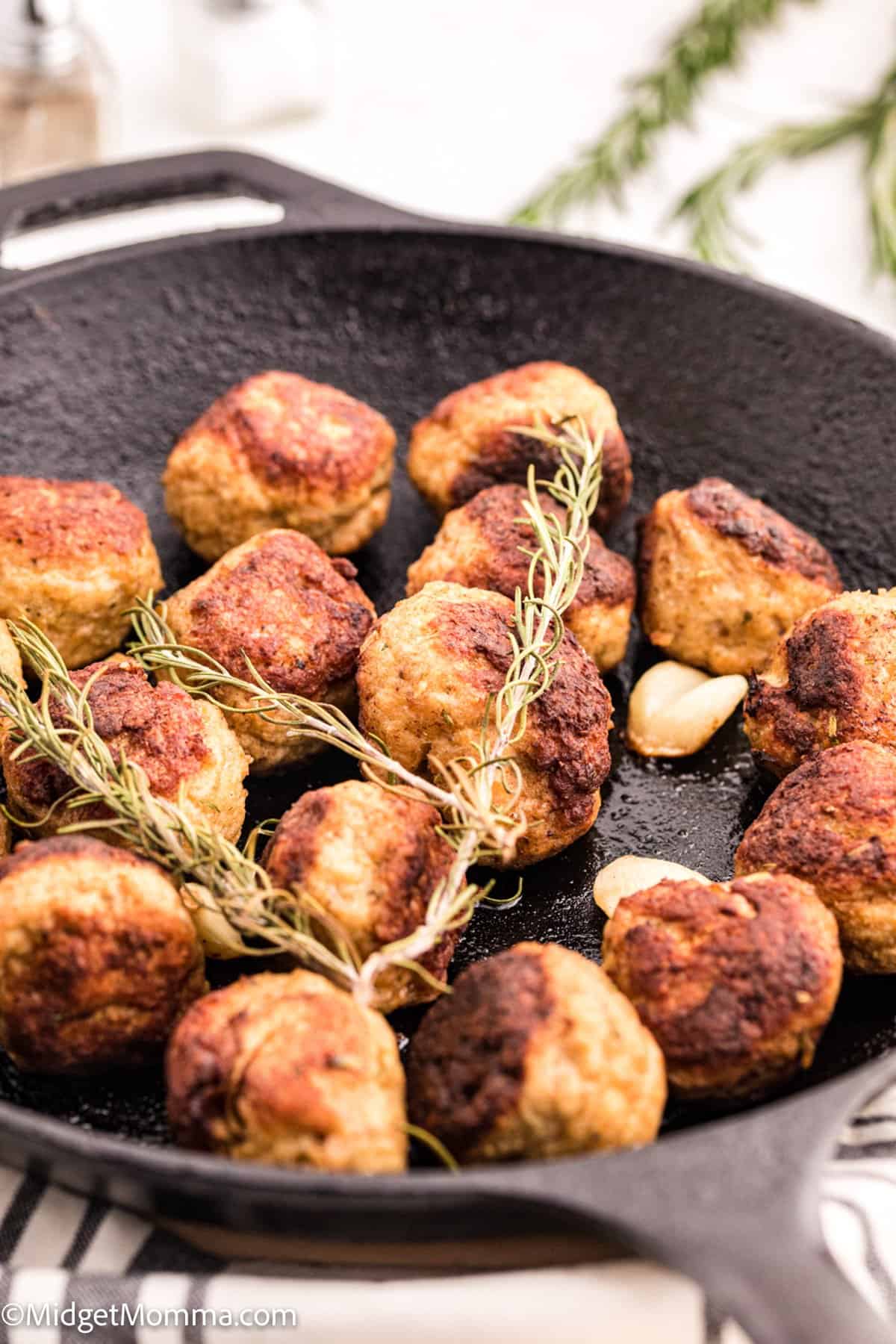 Rosemary Garlic Baked Chicken Meatballs