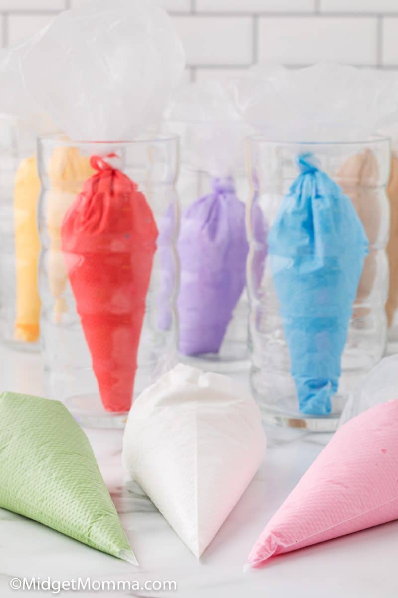 Piping bags filled with a homemade Royal Icing recipe