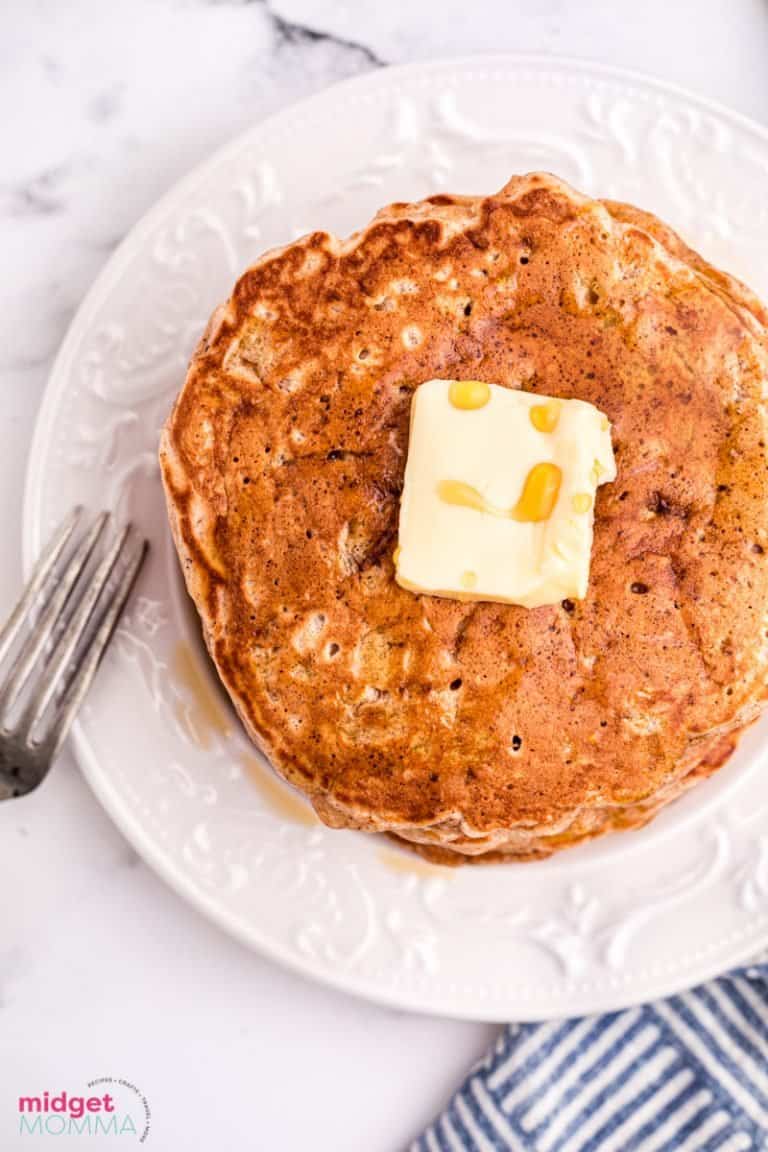Fluffy Apple Cinnamon Pancakes •