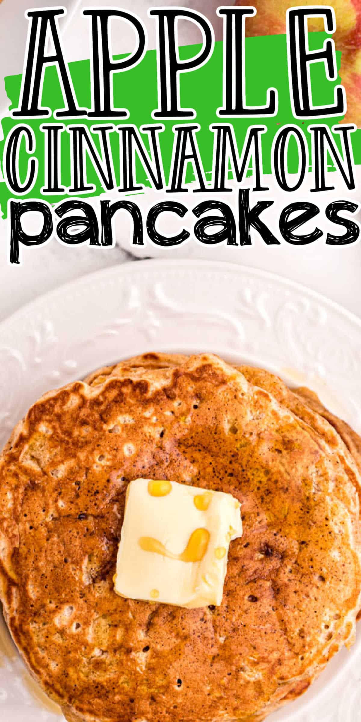 Fluffy Apple Cinnamon Pancakes •