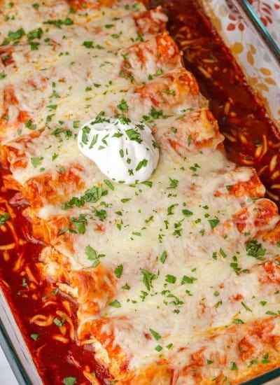 Baked Chicken Enchiladas close up