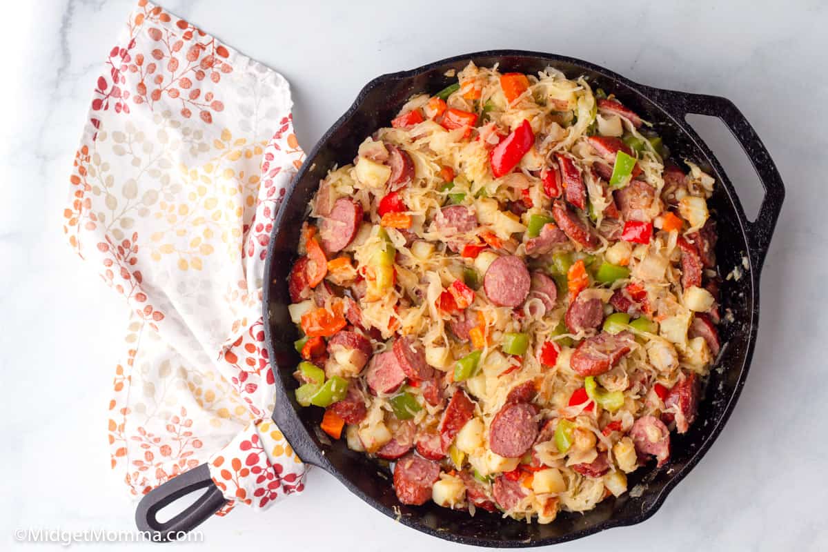 Kielbasa Sauerkraut & Potatoes Skillet Recipe • MidgetMomma