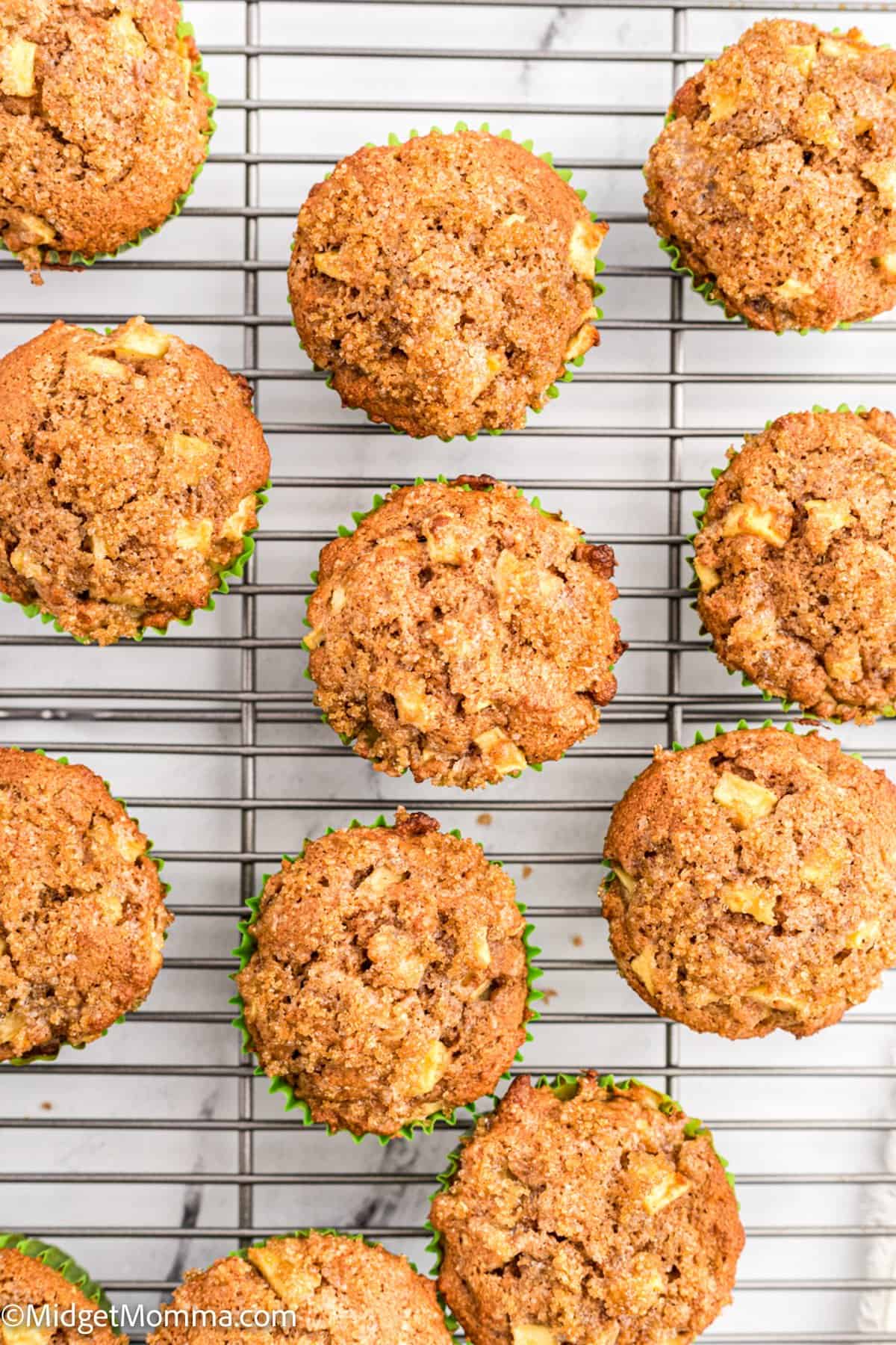 over head photo of Whole Wheat Apple Cinnamon Muffins