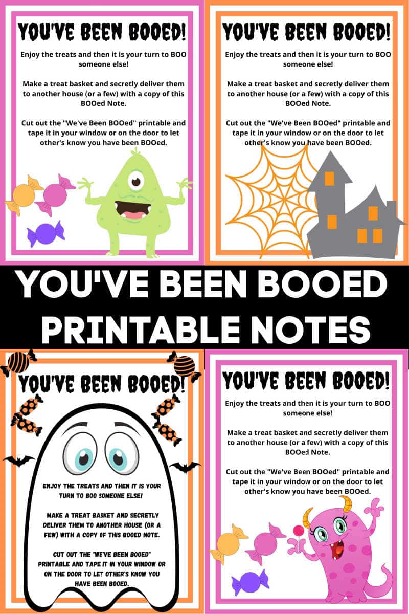 YOU'VE BEEN BOOED PRINTABLE NOTES