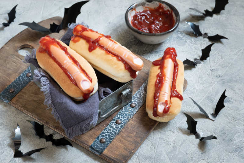 Creepy Halloween hot dogs look like a bloody fingers