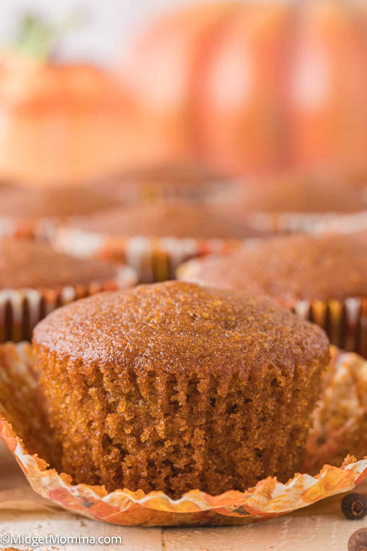 pumpkin muffin in a cupcake liner