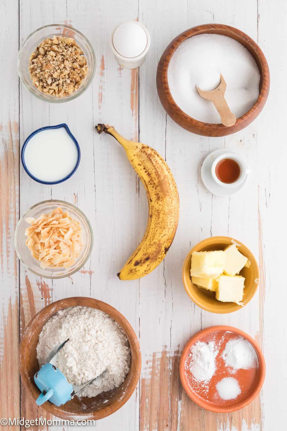 Banana Coconut muffins ingredients 