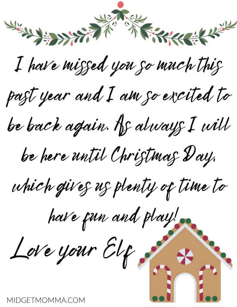 elf welcome back letter printable 