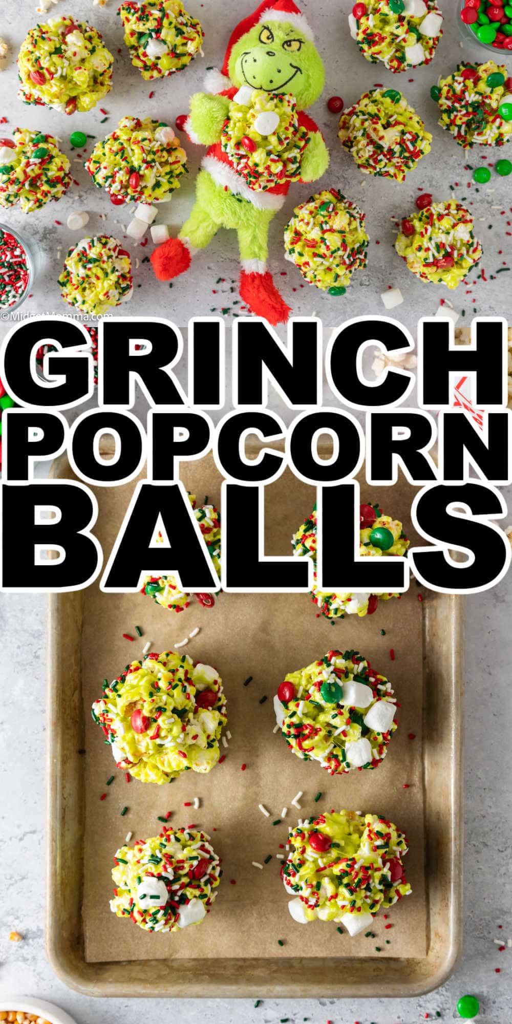 Grinch Popcorn Balls Recipe Made with Fresh Popcorn • MidgetMomma