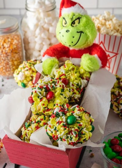 Grinch Marshmallow Popcorn Balls