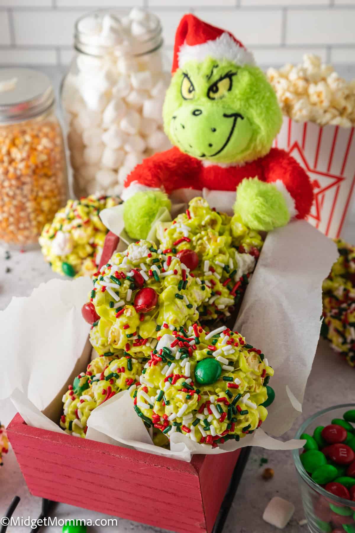 Grinch Marshmallow Popcorn Balls