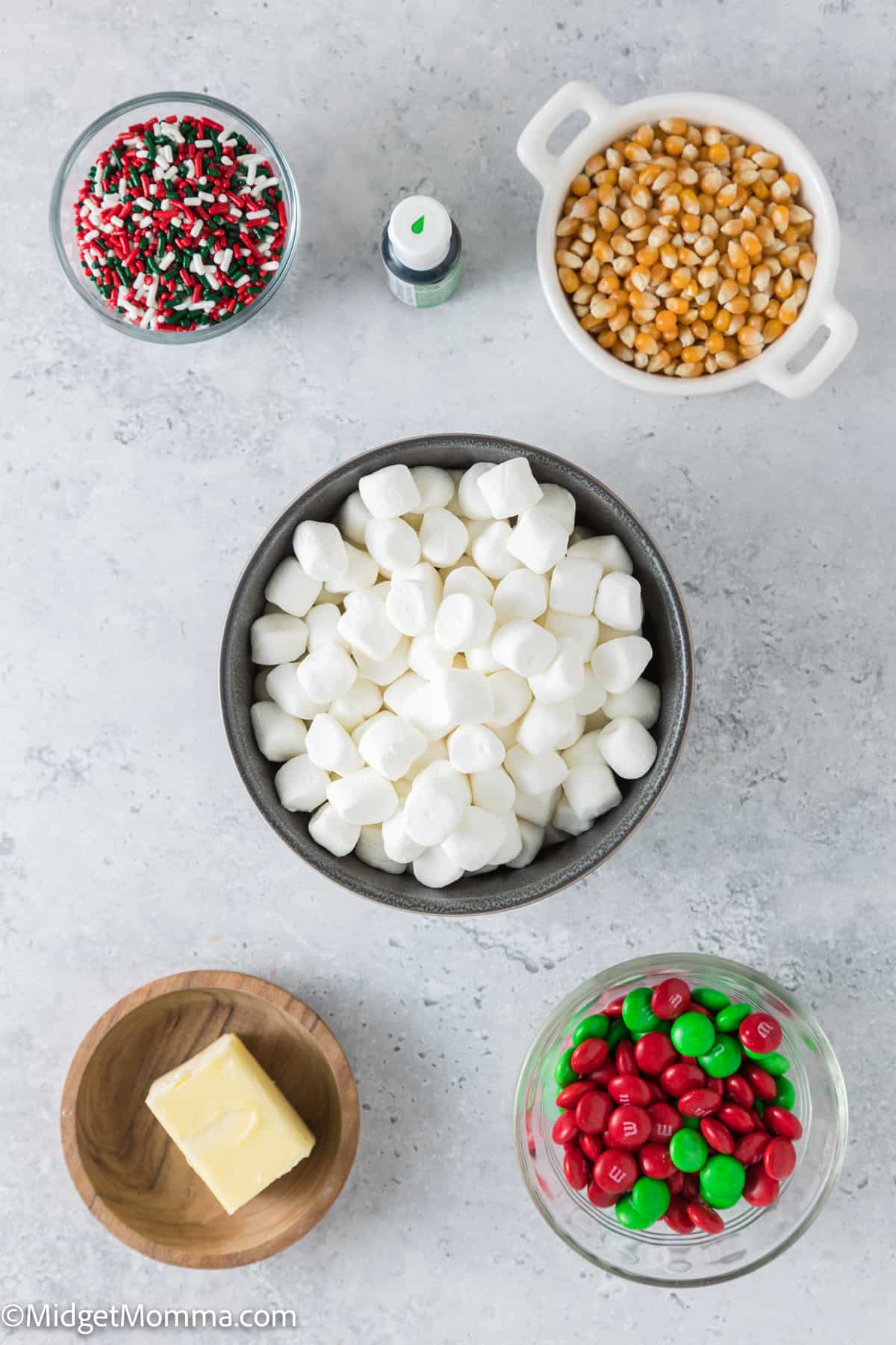 Grinch Marshmallow Popcorn Balls ingredients