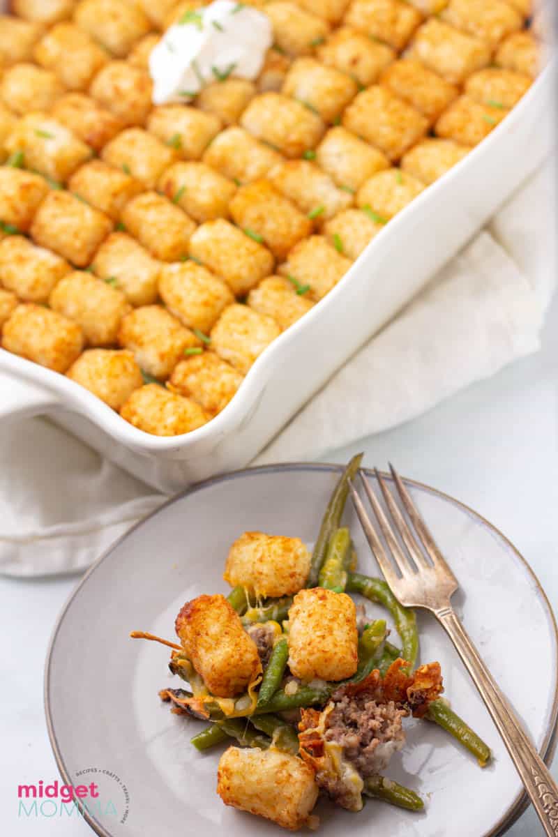 tator tot casserole on a plate