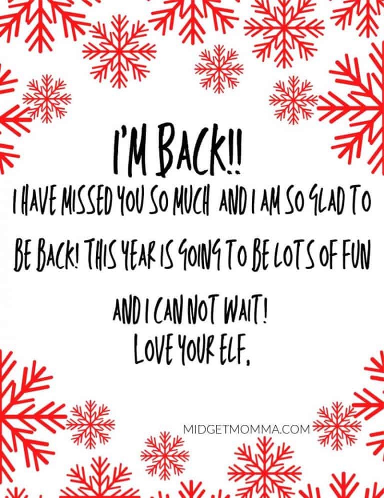 7 Awesome Elf On The Shelf I m Back Letter Printables MidgetMomma