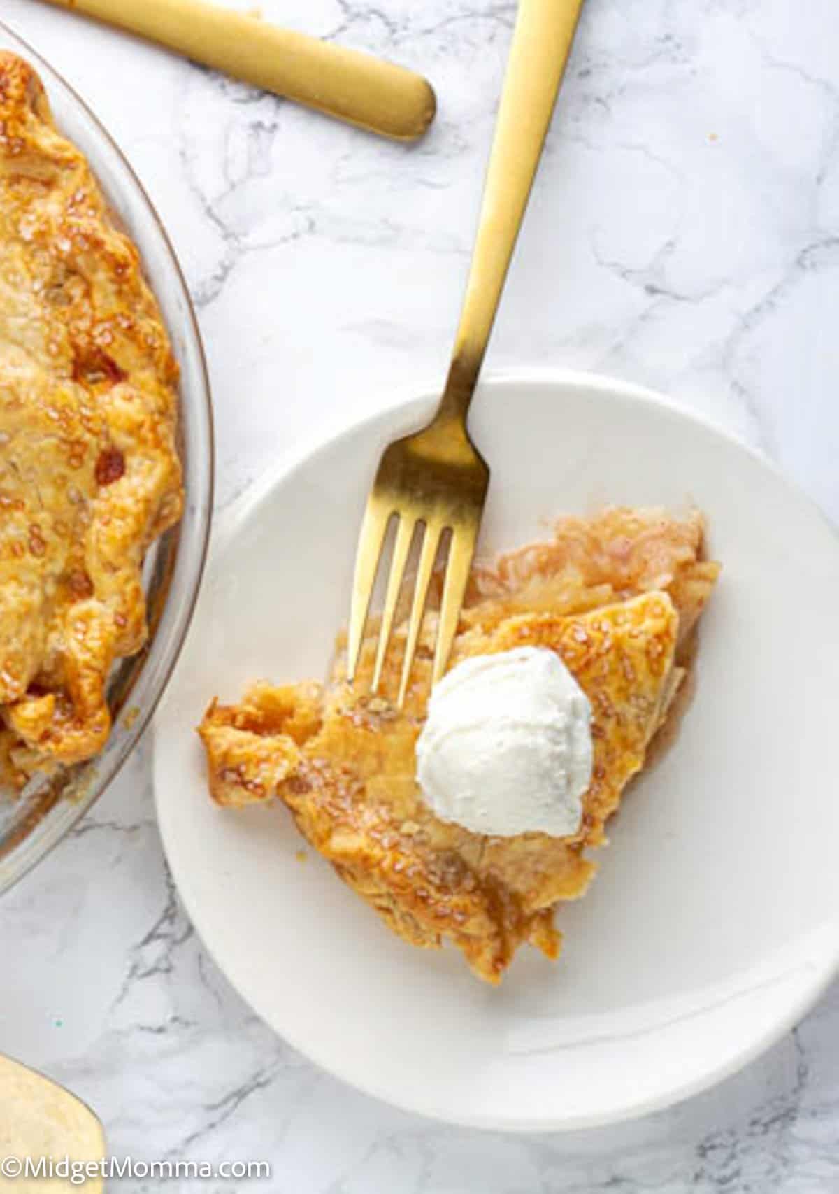 overhead photo overhead photo of homemade apple pie slice