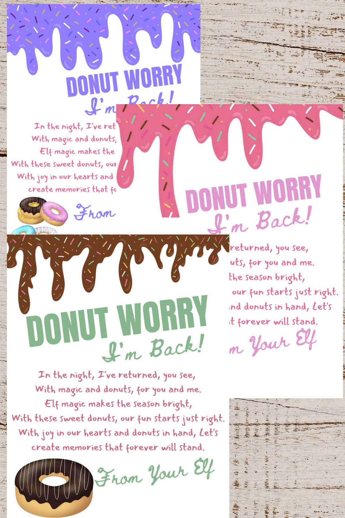 Donut Elf on the Shelf Im back Arrival letter printable for the elf on the shelf return