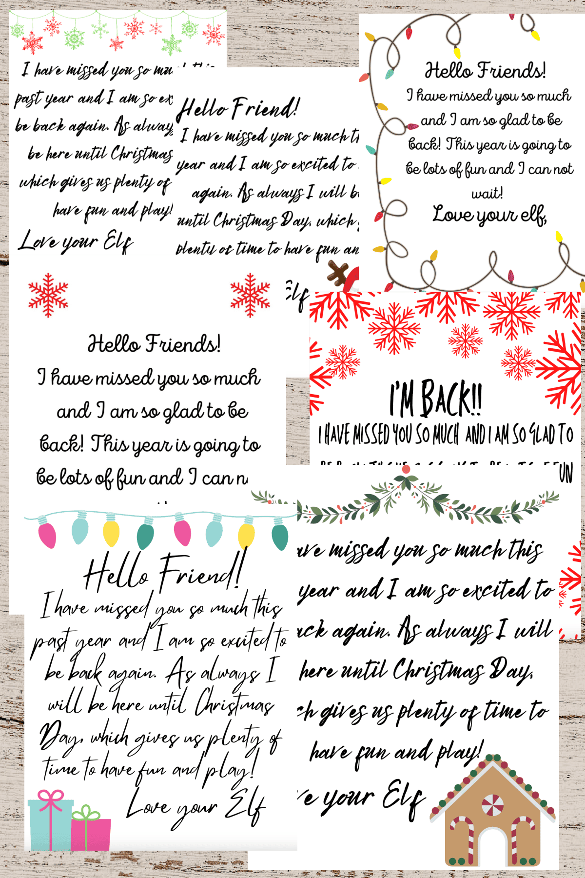 i'm back elf on the shelf arrival letters - elf welcome back letters