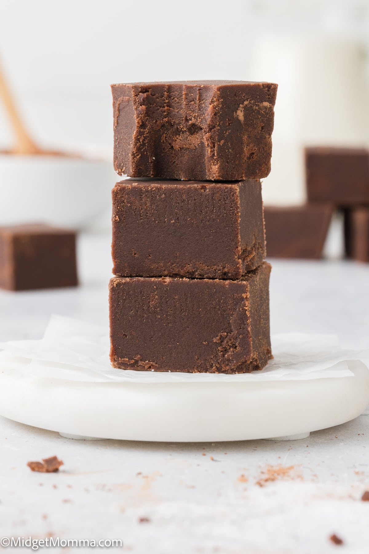 Old Fashioned Chocolate Fudge stacked 