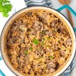 One-Pot Beef Stroganoff in a pot