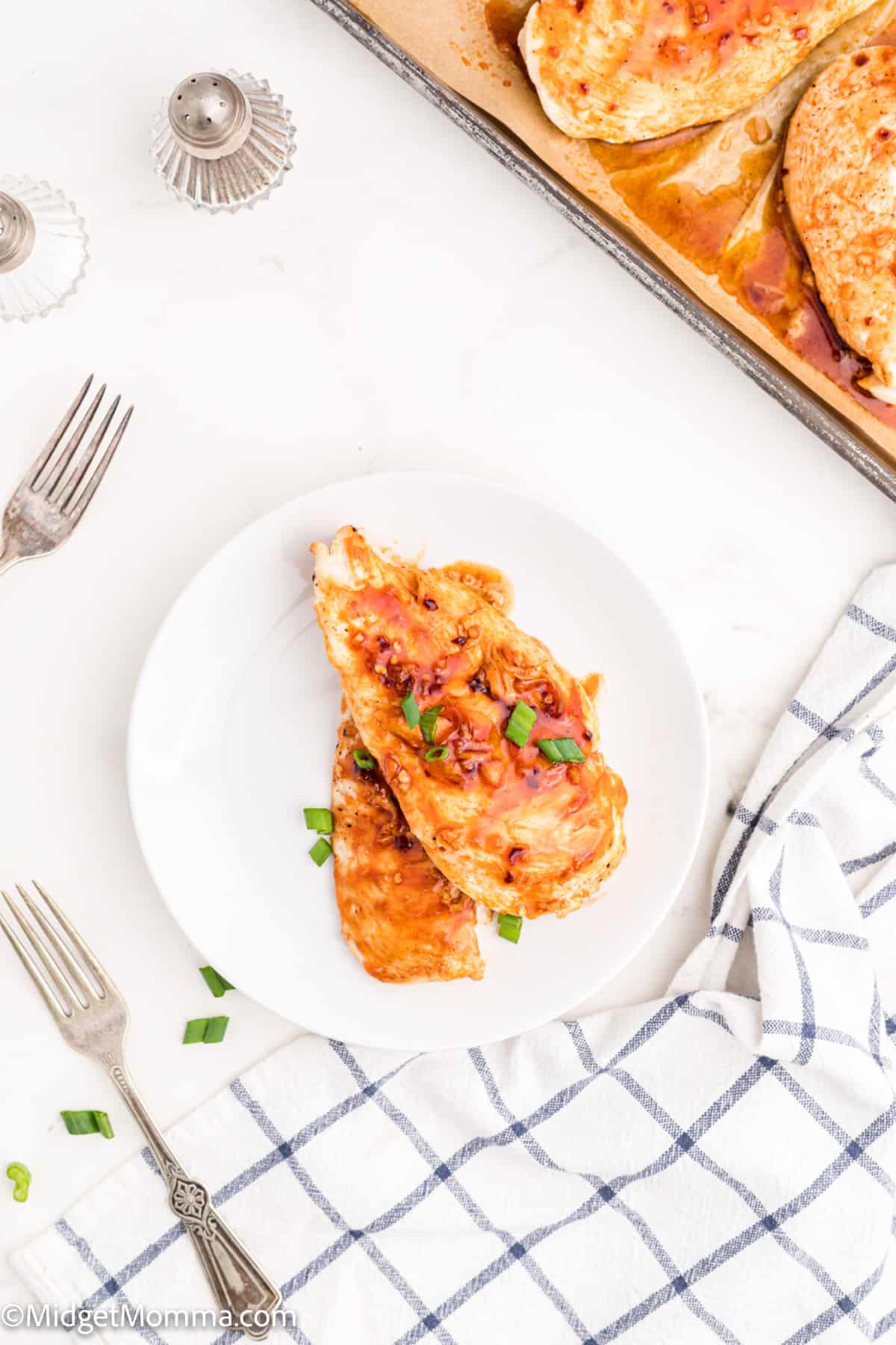 overhead photo of baked firecracker chicken recipe