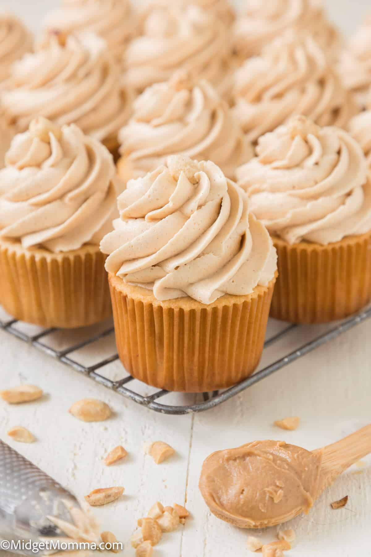 front view of peanut butter cupcakes recipe