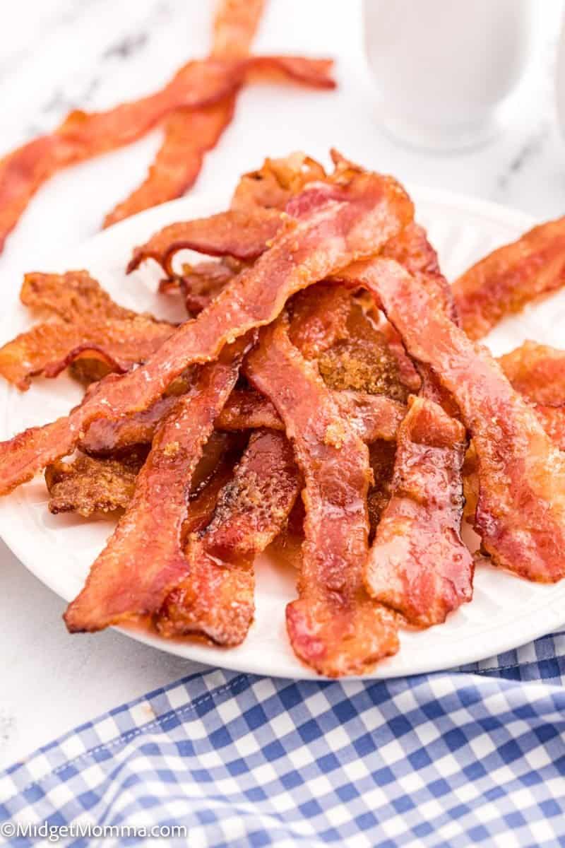 close up photo of Brown Sugar Bacon on a plate