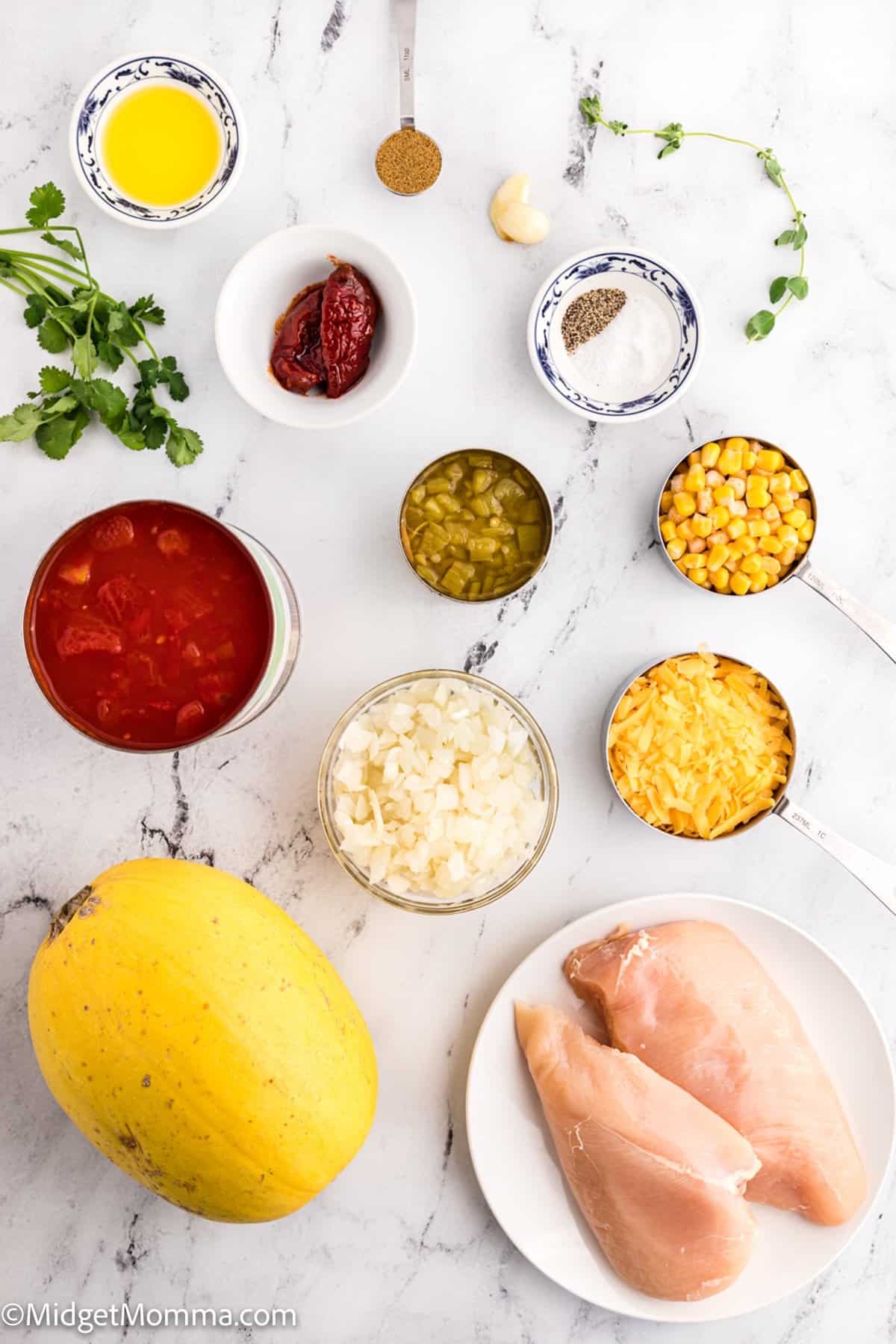 Chicken Enchilada Stuffed Spaghetti Squash ingredients