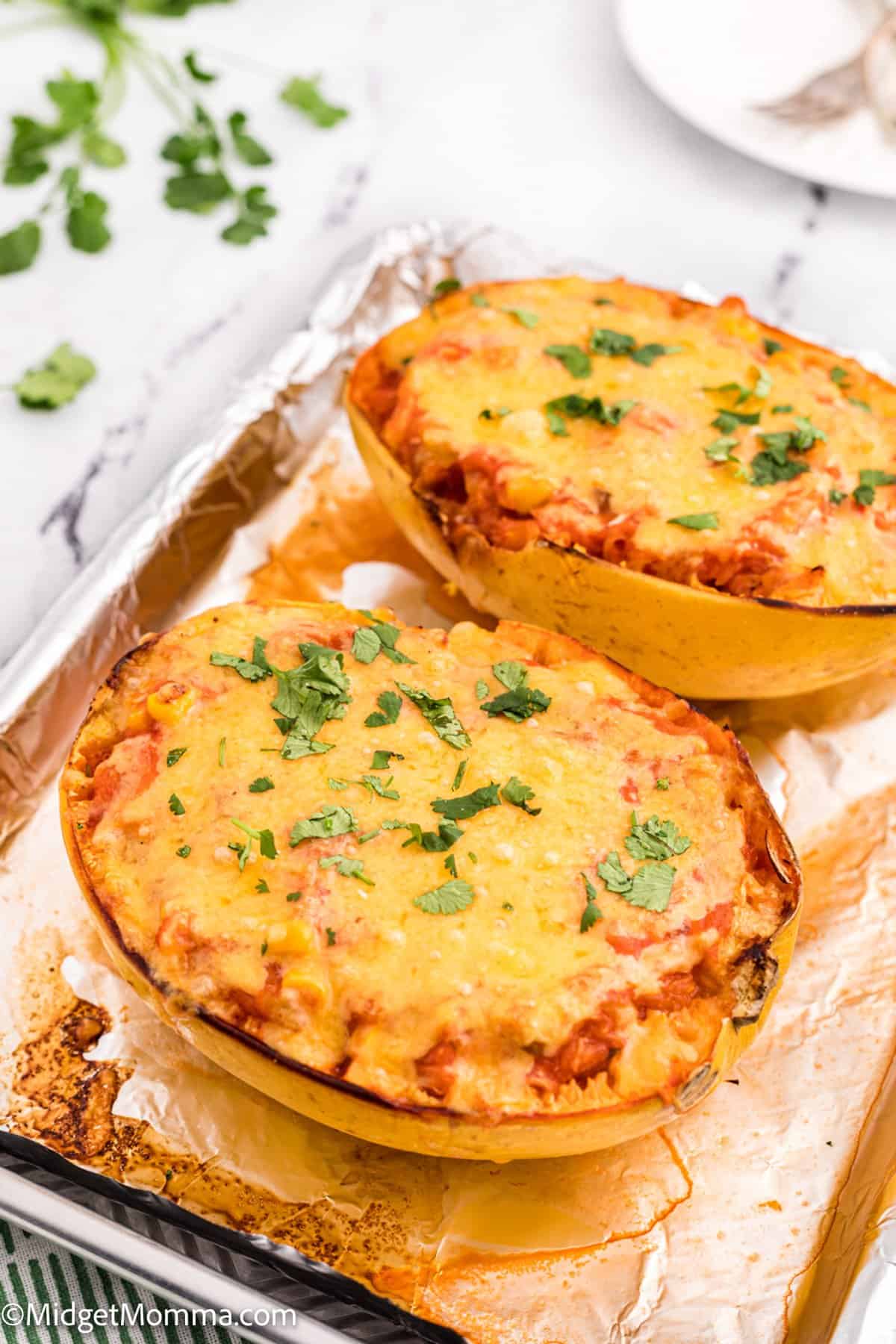 Chicken Enchilada Stuffed Spaghetti Squash