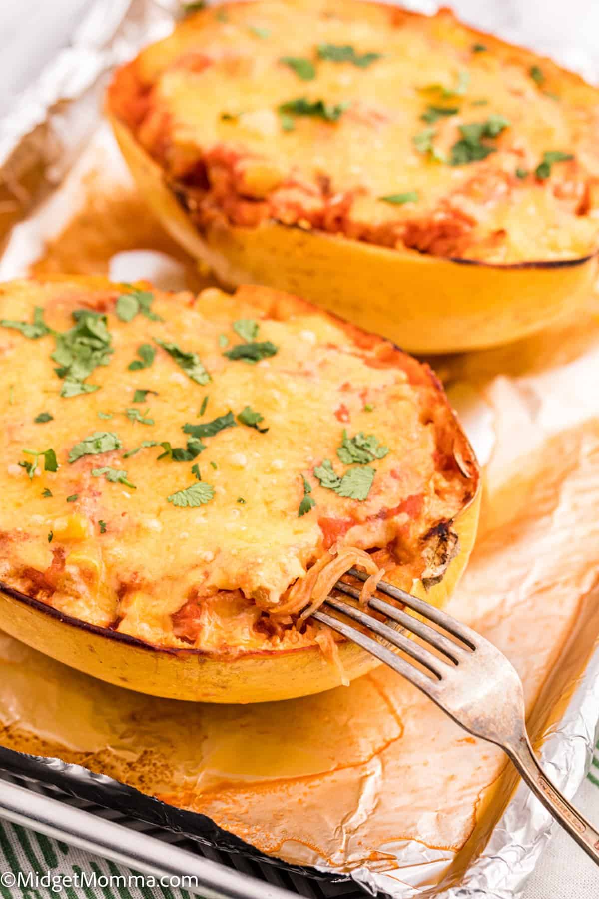 Chicken Enchilada Stuffed Spaghetti Squash