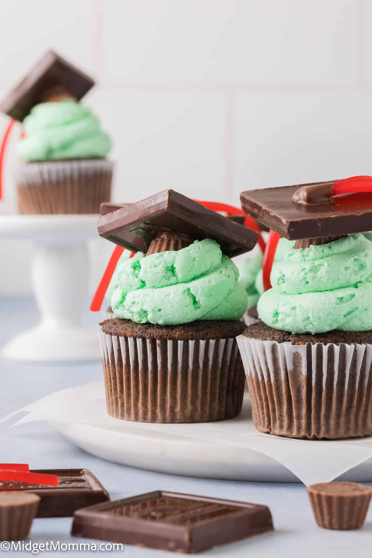 Graduation Cupcakes on a cake platter