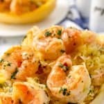 close up photo of Spaghetti Squash Shrimp Scampi