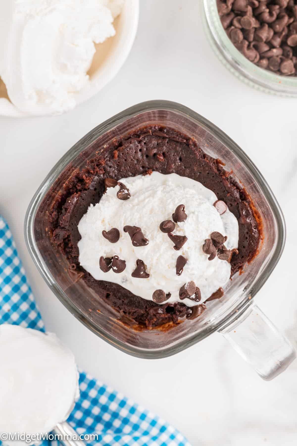 overhead photo of Rich Chocolate Microwave Mug Brownie