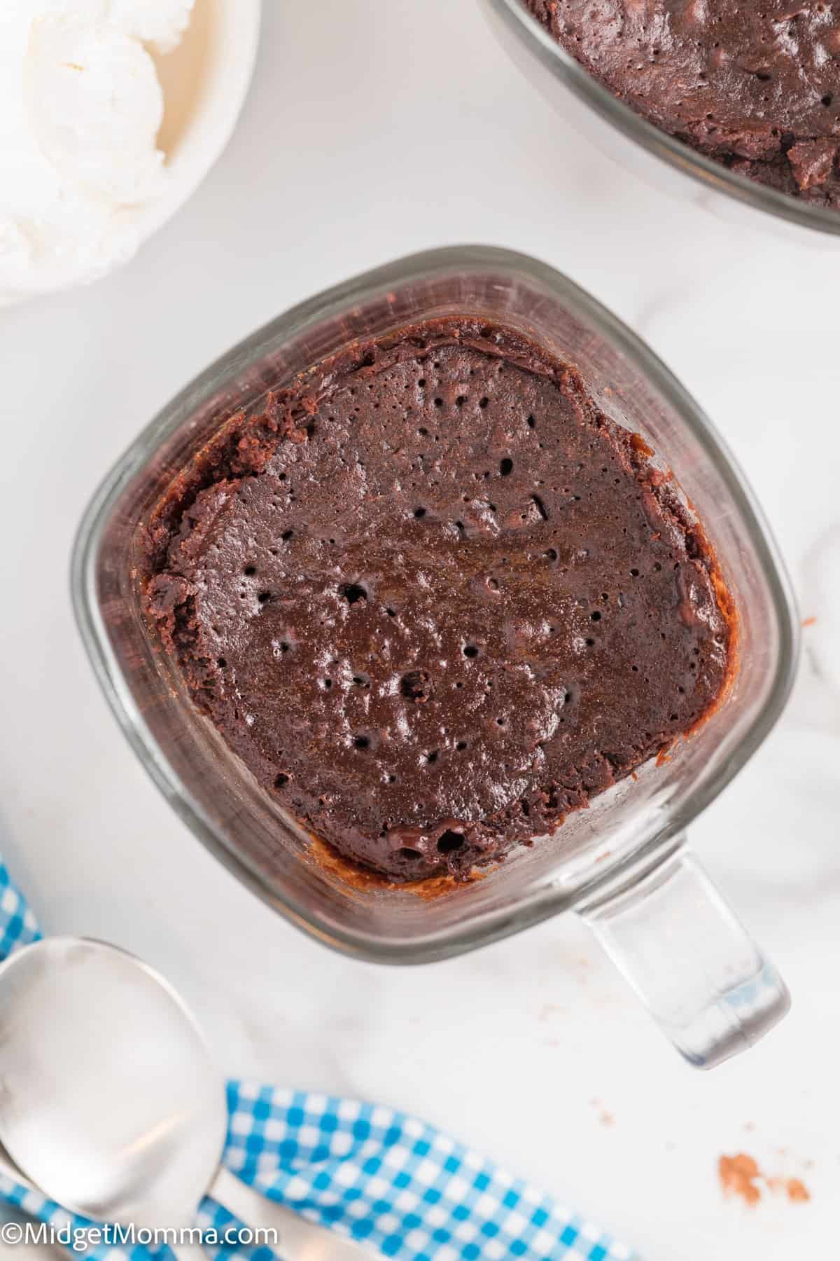 close up overhead photo of Chocolate Microwave Mug Brownie