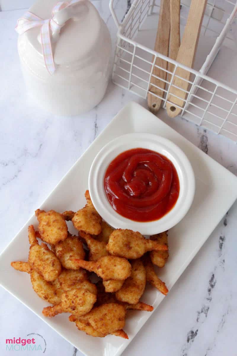 Air Fried Frozen Shrimp on a serving platter