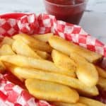 Air Fryer Frozen Steak Fries in a fry basket