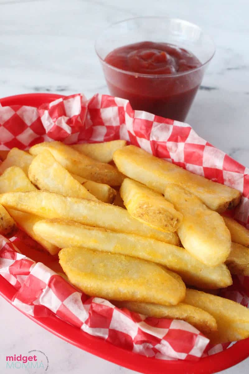 Air Fryer Frozen Steak Fries in a fry basket