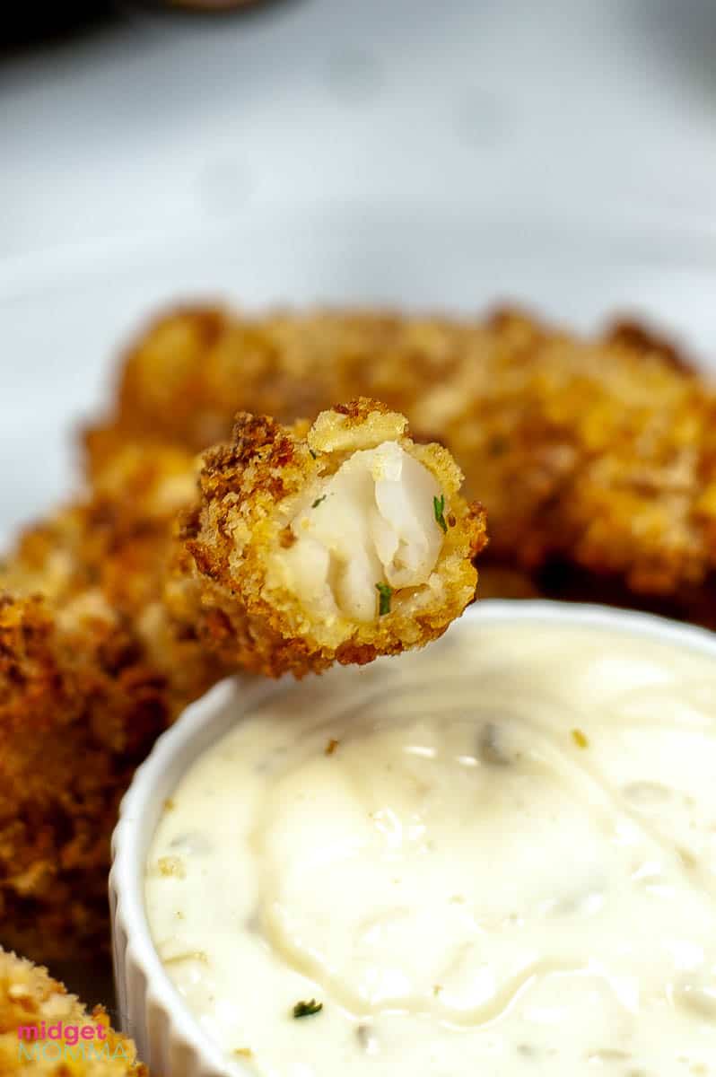 Close up photo of cooked fish stick recipe