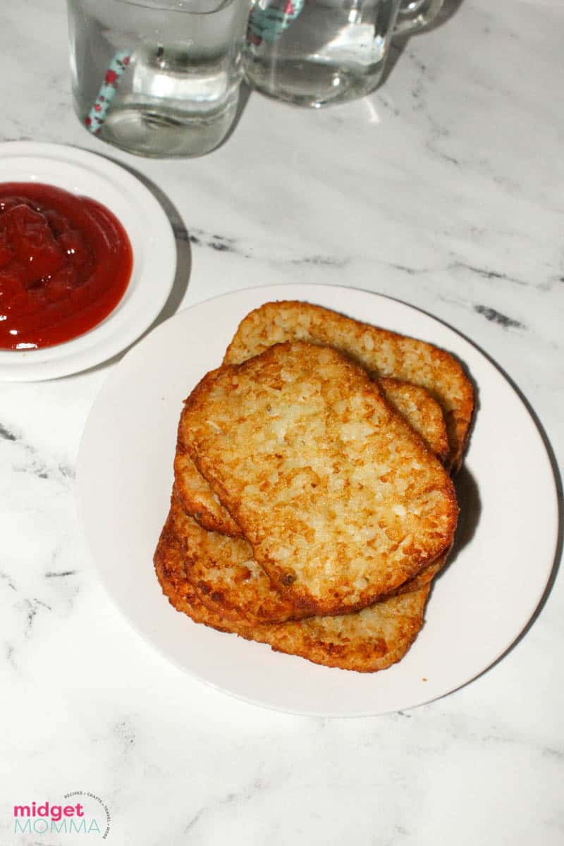 Air fryer hash browns on a plate