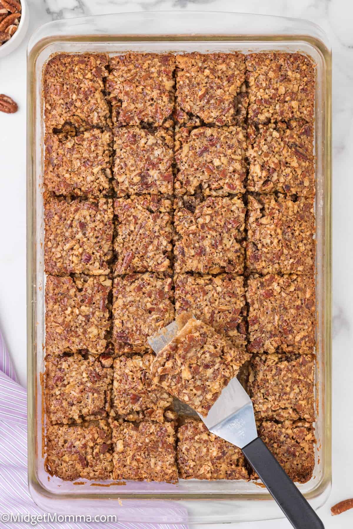 overhead photo of Pecan Pie Bars 