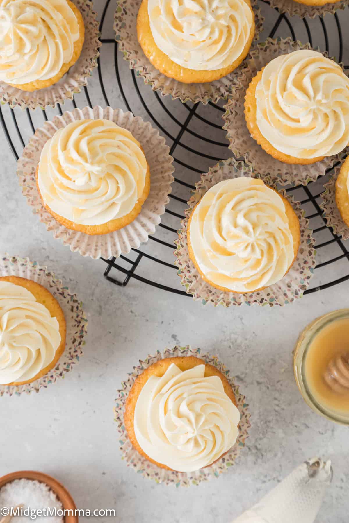 Overhead photo Salted Caramel Cupcakes Recipe