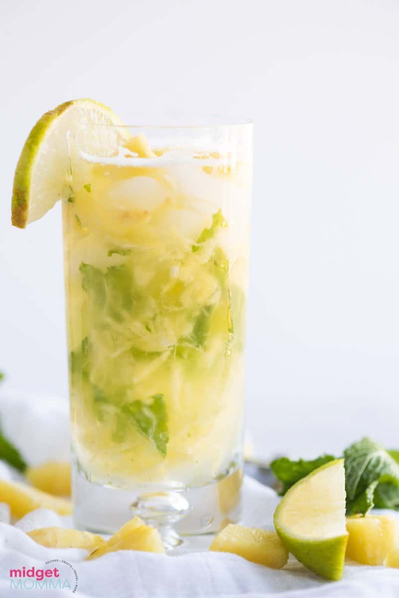 tall glass with Pineapple mojito