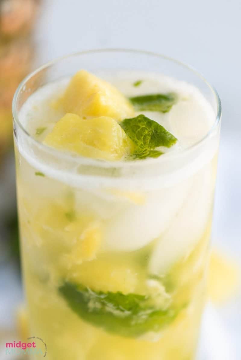 close up of pineapple mojito