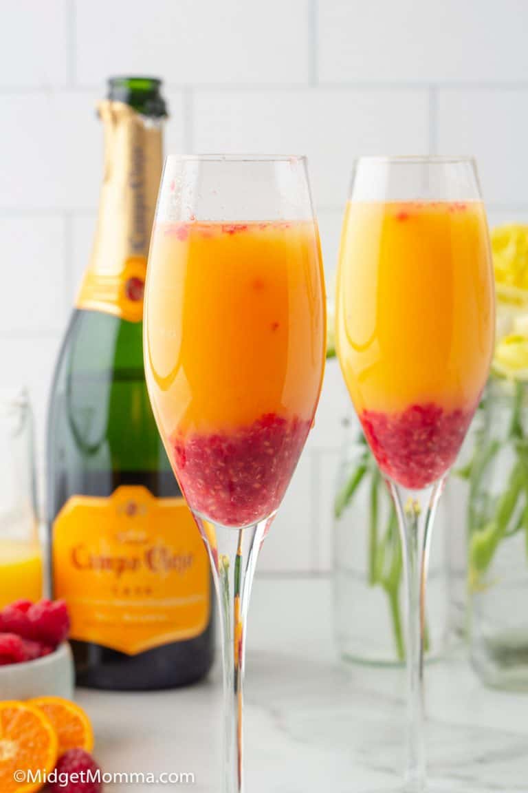 Raspberry Mimosas Recipe (+ Mocktail Recipe) • MidgetMomma