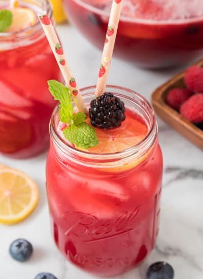 Refreshing Berry Lemonade Made with Strawberries, Blueberries & Blackberries