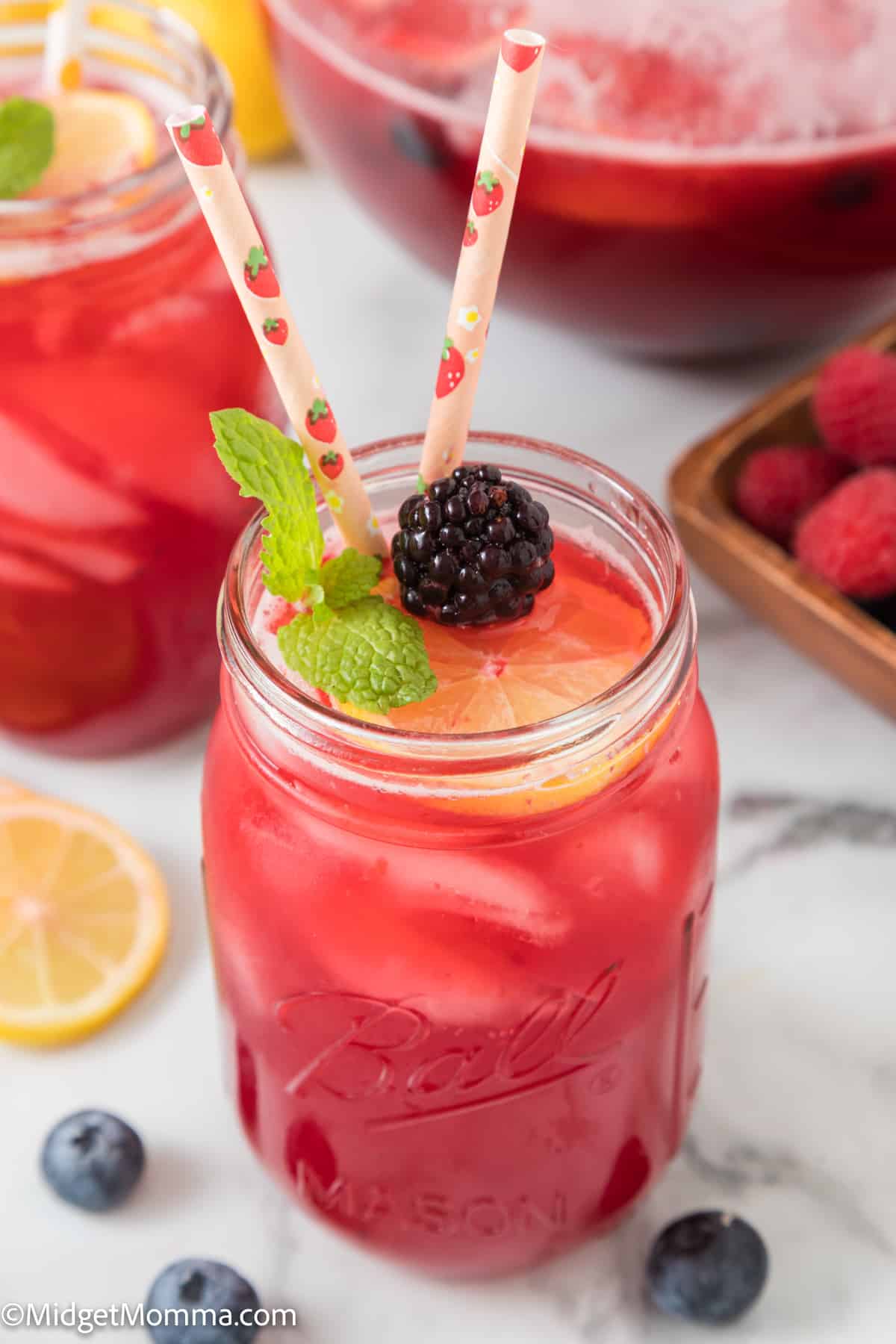 Refreshing Berry Lemonade Made with Strawberries, Blueberries & Blackberries