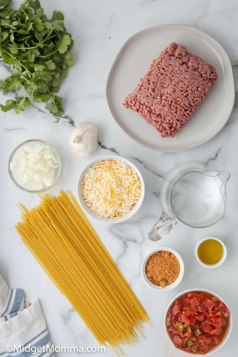 Taco Spaghetti ingredients