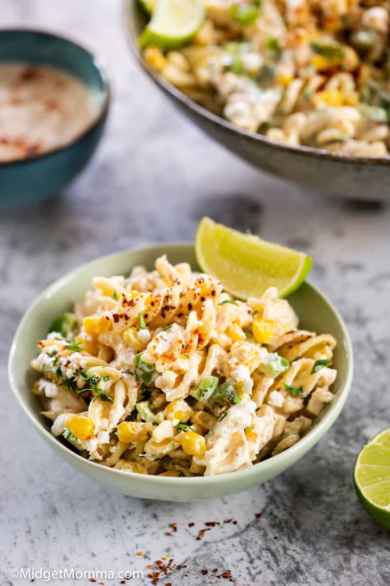 Mexican street Corn Pasta Salad Recipe in a serving bowl